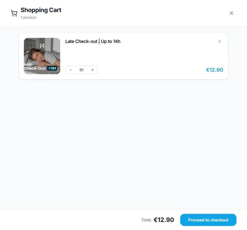 Carrinho com o late check-out até às 14h