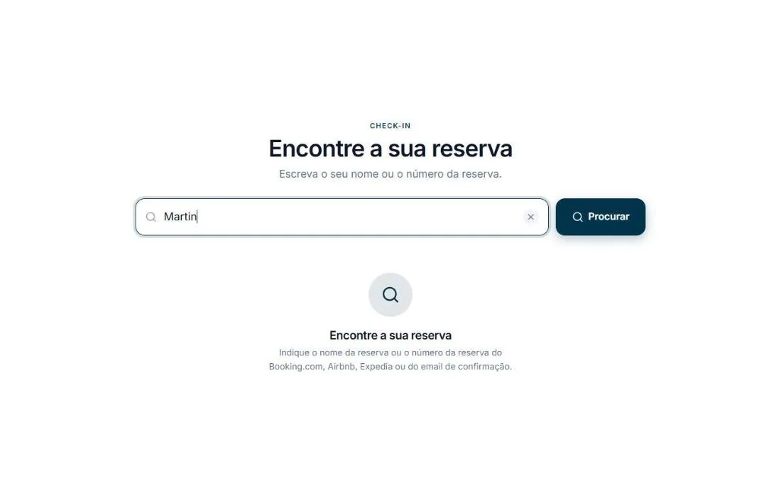 Pesquisa da reserva no quiosque